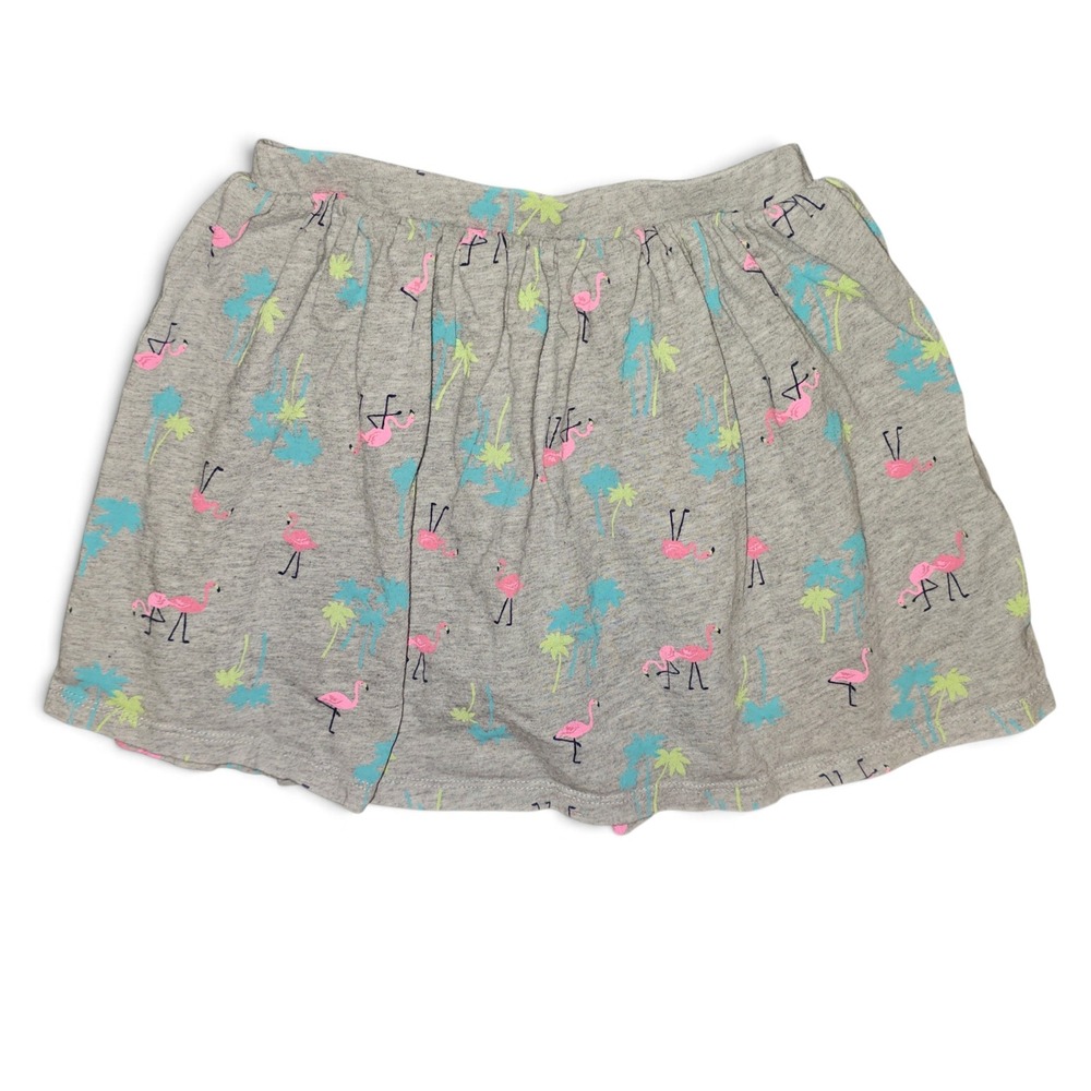 Carter's Skort Girls Size 6 Gray Excellent Flamingo Palm Tree Tropical Print
